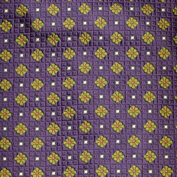 Harvard Green Daisy Pattern Woven Silk Tie in Purple Shot #2