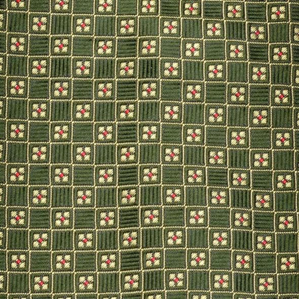 Harvard Green & Gold Squares Pattern Woven Silk Tie Shot #2