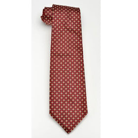 Harvard Maroon Square & Paisley Pattern Woven Silk Tie Shot #1