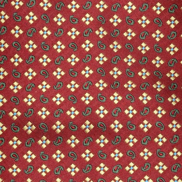 Harvard Maroon Square & Paisley Pattern Woven Silk Tie Shot #2