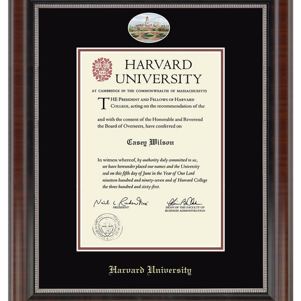 Harvard Masters/Ph.D. Diploma Frame - Cameo Shot #2