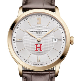 Harvard Men's Baume et Mercier 40mm Gold PVD Classima Watch with Silver Dial & Dark Brown Leather Strap Shot #1
