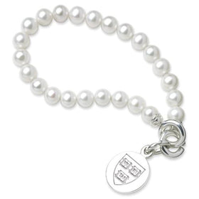 Harvard Pearl Bracelet with Sterling Silver Charm Shot #1