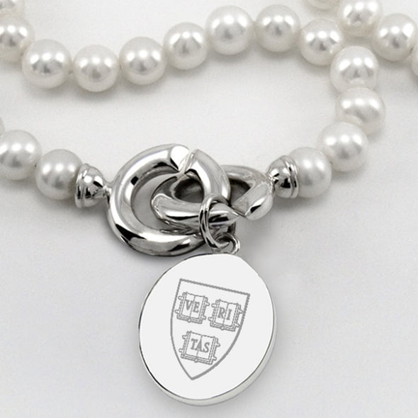 Harvard Pearl Necklace with Sterling Silver Charm Shot #2