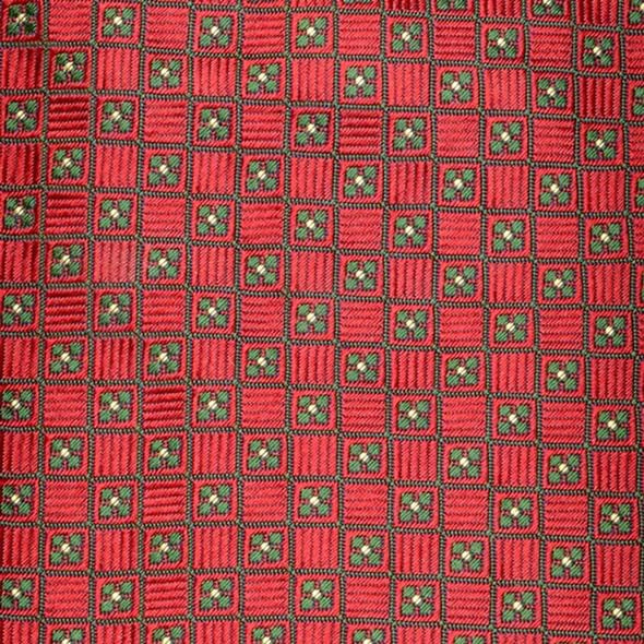 Harvard Red & Green Squares Pattern Woven Silk Tie Shot #2
