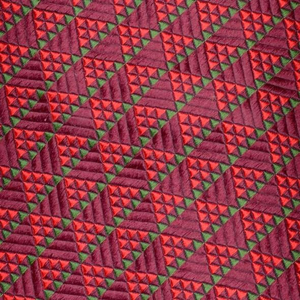 Harvard Red & Green Triangle Pattern Silk Tie in Maroon Shot #2