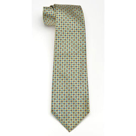 Harvard Squares & Paisley Pattern Silk Tie in Ecru Shot #1