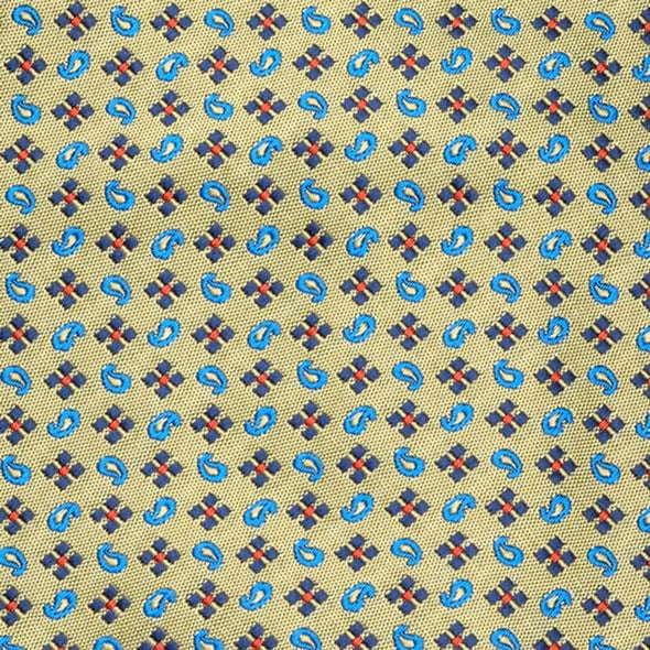 Harvard Squares & Paisley Pattern Silk Tie in Ecru Shot #2