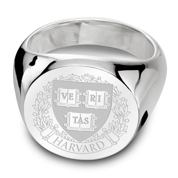 Harvard Sterling Silver Round Signet Ring Shot #2