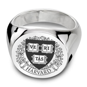 Harvard Sterling Silver Round Signet Ring Shot #1