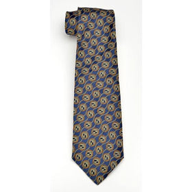 Harvard Woven Wave Pattern Silk Tie in Blue Shot #1