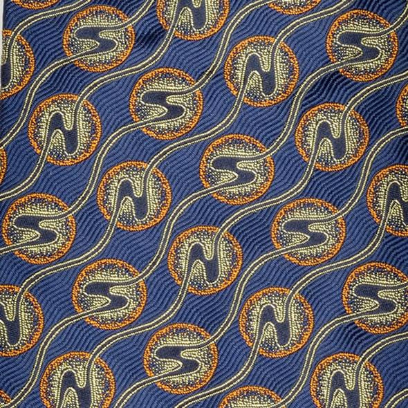 Harvard Woven Wave Pattern Silk Tie in Blue Shot #2