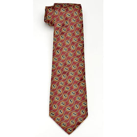 Harvard Woven Wave Pattern Silk Tie in Maroon Shot #1