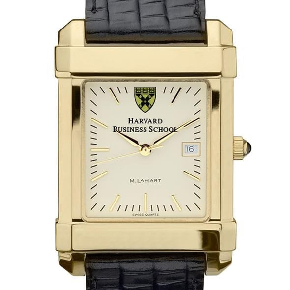 HBS Men&#39;s Gold Quad with Leather Strap Shot #1