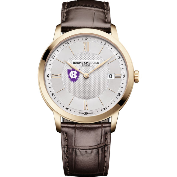Holy Cross Men's Baume et Mercier 40mm Gold PVD Classima Watch with Silver Dial & Dark Brown Leather Strap Shot #2
