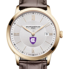 Holy Cross Men's Baume et Mercier 40mm Gold PVD Classima Watch with Silver Dial & Dark Brown Leather Strap Shot #1