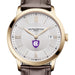 Holy Cross Men's Baume et Mercier 40mm Gold PVD Classima Watch with Silver Dial & Dark Brown Leather Strap
