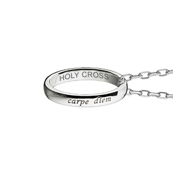 Holy Cross Monica Rich Kosann &quot;Carpe Diem&quot; Poesy Ring Necklace in Silver Shot #3