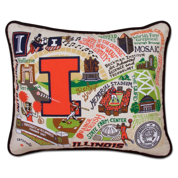 Illinois Embroidered Pillow Shot #1