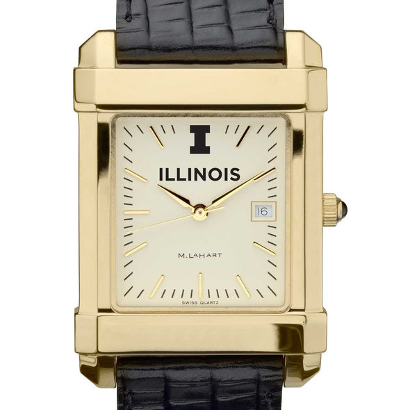 Illinois Men's Gold Quad with Leather Strap Shot #1
