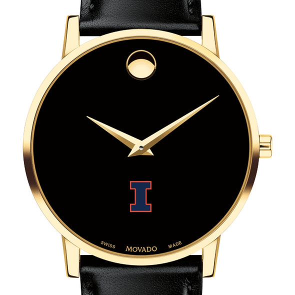 Illinois Men's Movado Gold Museum Classic Leather Shot #1