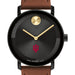 Indiana University Men's Movado BOLD with Cognac Leather Strap