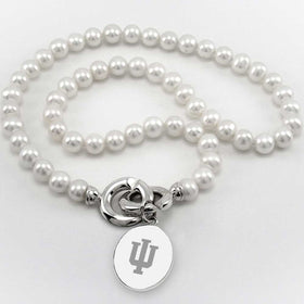Indiana University Pearl Necklace with Sterling Silver Charm Shot #1