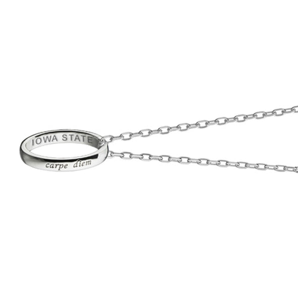 Iowa State Monica Rich Kosann "Carpe Diem" Poesy Ring Necklace in Silver Shot #3