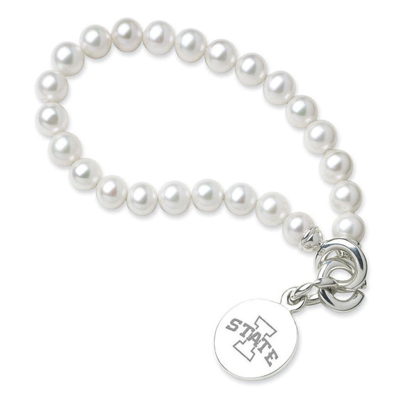Iowa State University Pearl Bracelet with Sterling Silver Charm Shot #1