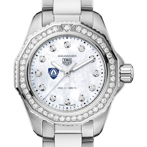 JHU School of Medicine Women's TAG Heuer Steel Aquaracer with Diamond Dial & Bezel Shot #1
