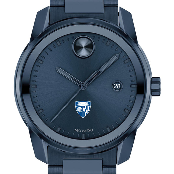 Johns Hopkins University Men's Movado BOLD Blue Ion with Date Window Shot #1