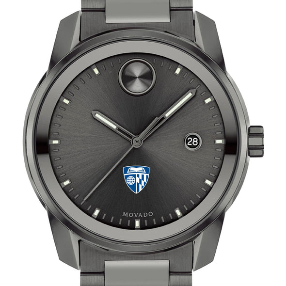 Johns Hopkins University Men's Movado BOLD Gunmetal Grey with Date Window Shot #1