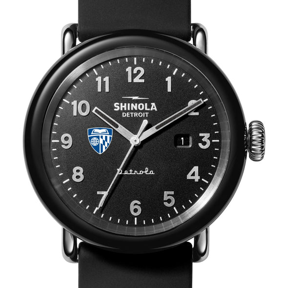 Johns Hopkins University Shinola Watch, The Detrola 43mm Black Dial at M.LaHart &amp; Co. Shot #1