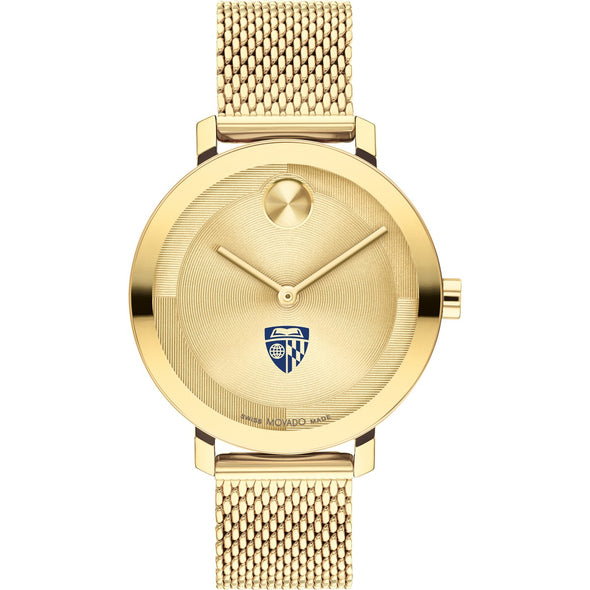 Johns Hopkins University Women's Movado Bold Gold with Mesh Bracelet Shot #2