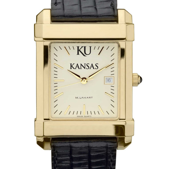 Kansas Men's Gold Quad with Leather Strap Shot #1