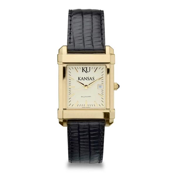 Kansas Men's Gold Quad with Leather Strap Shot #2