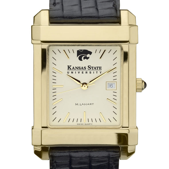 Kansas State Men's Gold Quad with Leather Strap Shot #1
