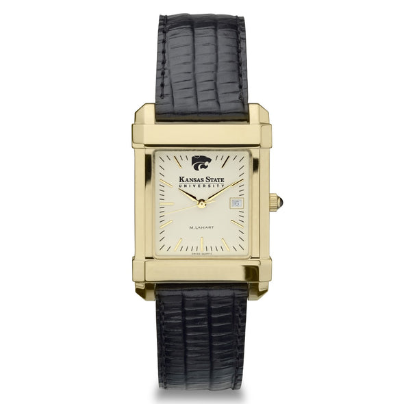 Kansas State Men&#39;s Gold Quad with Leather Strap Shot #2