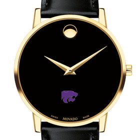 Kansas State Men's Movado Gold Museum Classic Leather Shot #1
