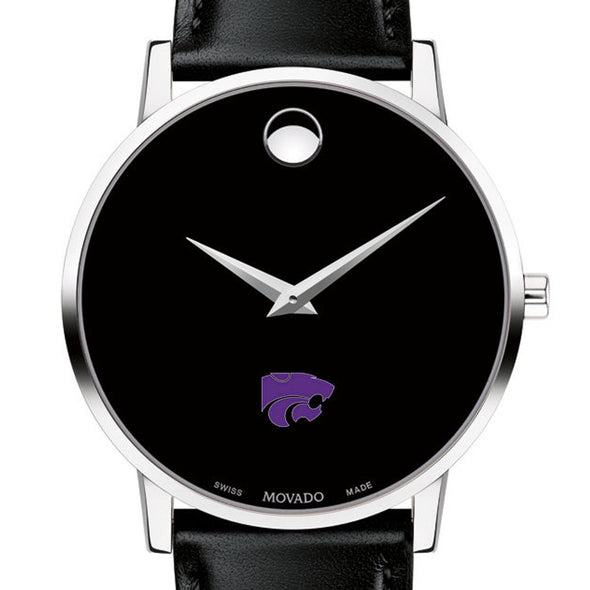 Kansas State Men&#39;s Movado Museum with Leather Strap Shot #1