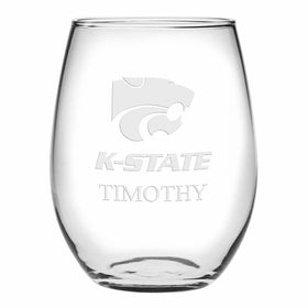 Kansas State Stemless Wine Glasses Made in the USA - Set of 2 Shot #1