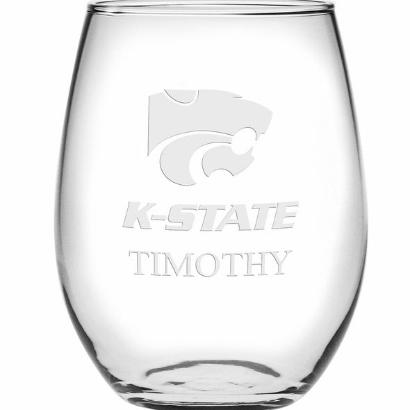 Kansas State Stemless Wine Glasses Made in the USA - Set of 2 Shot #2