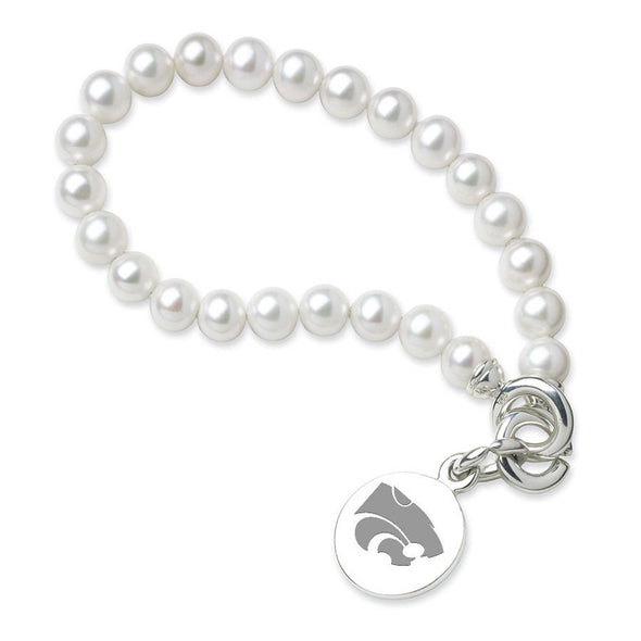 Kansas State University Pearl Bracelet with Sterling Silver Charm Shot #1