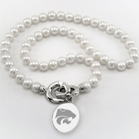 Kansas State University Pearl Necklace with Sterling Silver Charm Shot #1