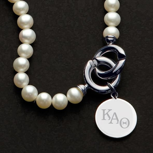 Kappa Alpha Theta Pearl Necklace with Sterling Silver Charm Shot #2