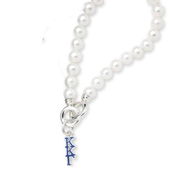 Kappa Kappa Gamma Pearl Bracelet with Greek Letter Charm Shot #1