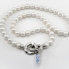 Kappa Kappa Gamma Pearl Necklace with Greek Letter Charm Shot #1