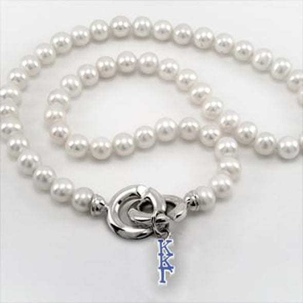 Kappa Kappa Gamma Pearl Necklace with Greek Letter Charm Shot #1