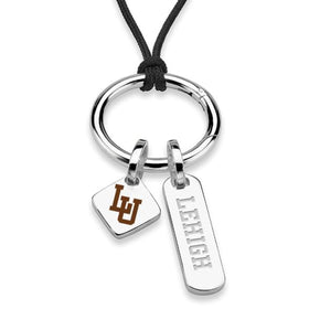 Lehigh University Silk Necklace with Enamel Charm &amp; Sterling Silver Tag Shot #1