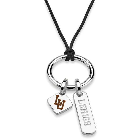 Lehigh University Silk Necklace with Enamel Charm &amp; Sterling Silver Tag Shot #2